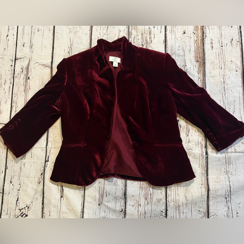 LOFT Deep Red Velvet Blazer